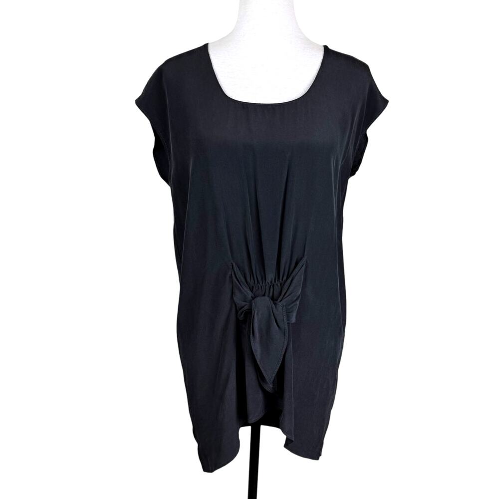 Bailey 44 100% Silk Black Adjustable Bow Lightweight Mini Dress Tunic Blouse